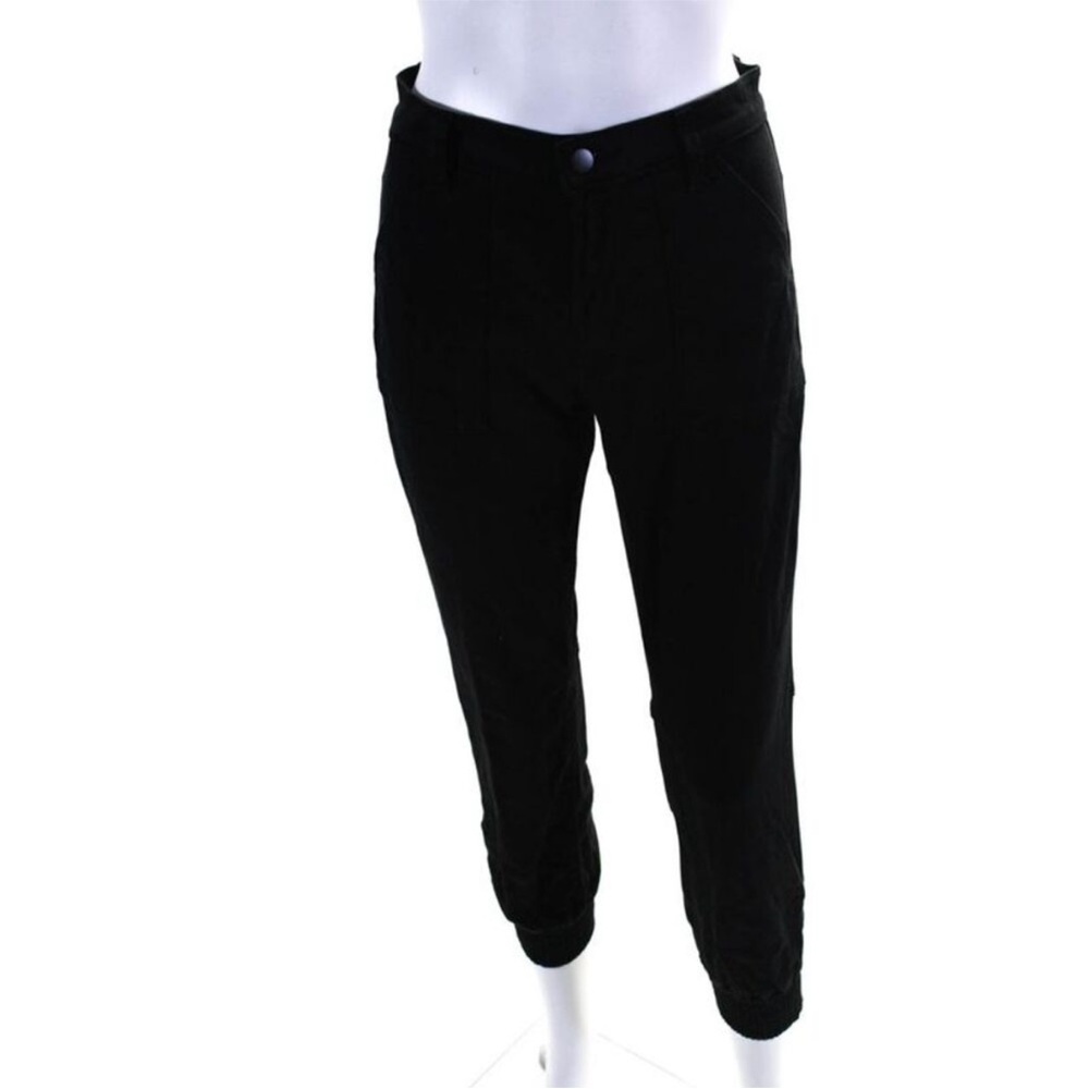 J Brand Womens Cotton Ruched Buttoned Tapered Zip Jogger Pants Black Size EUR25